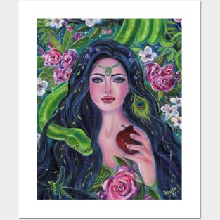 Eve in the garden of Eden python apple by Renee Lavoie Posters and Art